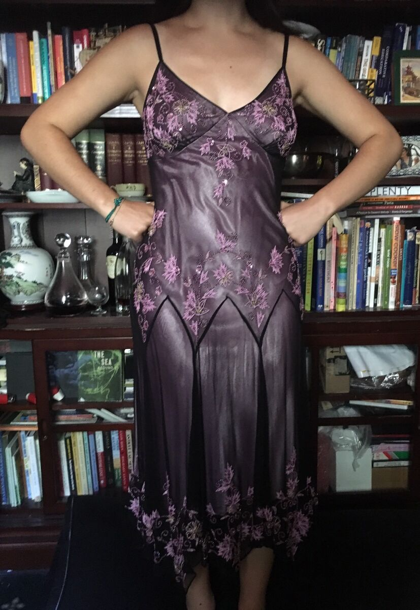 Dark Purple Spaghetti Straps Beading Vintage Party Dress Evening Gown MD7816