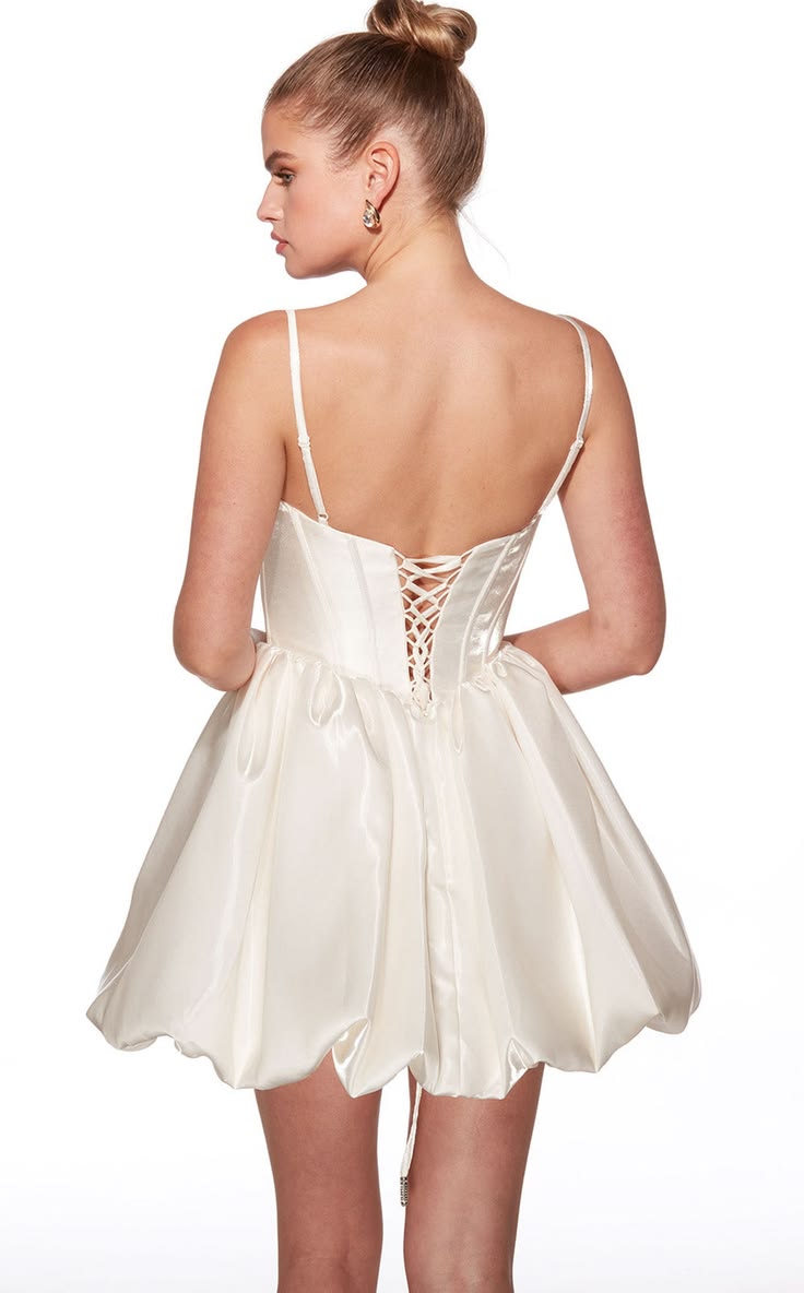 Unique Homecoming Dress Spaghetti Strap Pleated Back to School Outfits Party Dress D7809