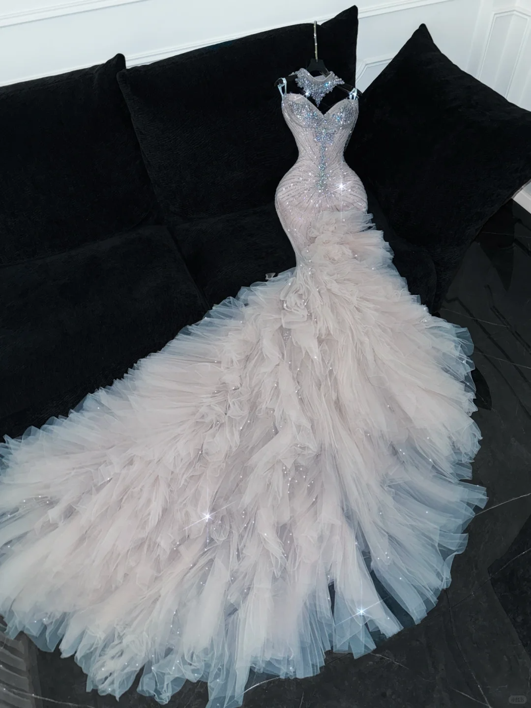 champagne beaded wedding dress Champagne Beaded Mesh Gown with Sheer Cape Overlay Luxe Evening Dress