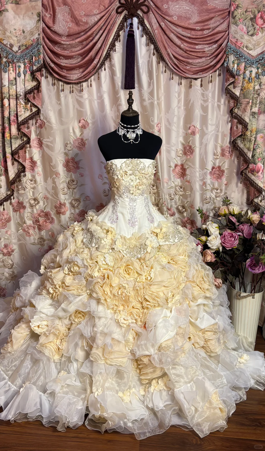 Wunderschönes trägerloses A-Linien-Rüschen-Quinceanera-Kleid, Sweet 16-Geburtstags-Ballkleid, D1145