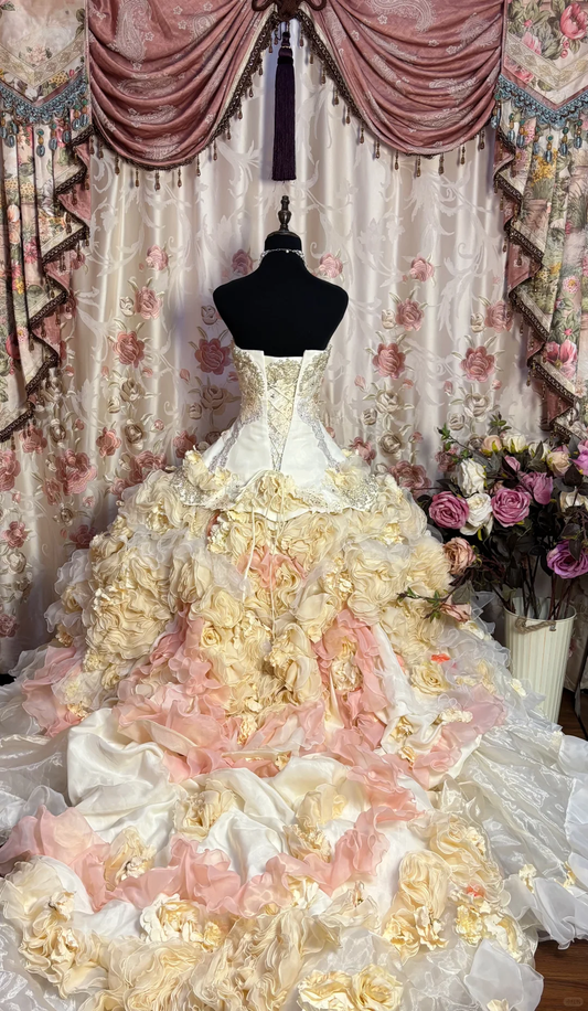 Wunderschönes trägerloses A-Linien-Rüschen-Quinceanera-Kleid, Sweet 16-Geburtstags-Ballkleid, D1145