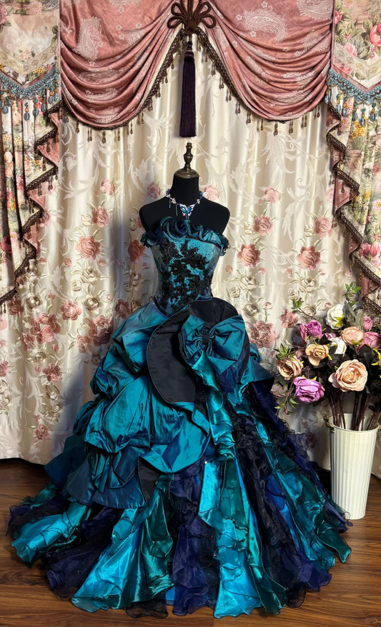 Atemberaubendes trägerloses A-Linien-Rüschen-Quinceanera-Kleid, Geburtstags-Ballkleid, D1146
