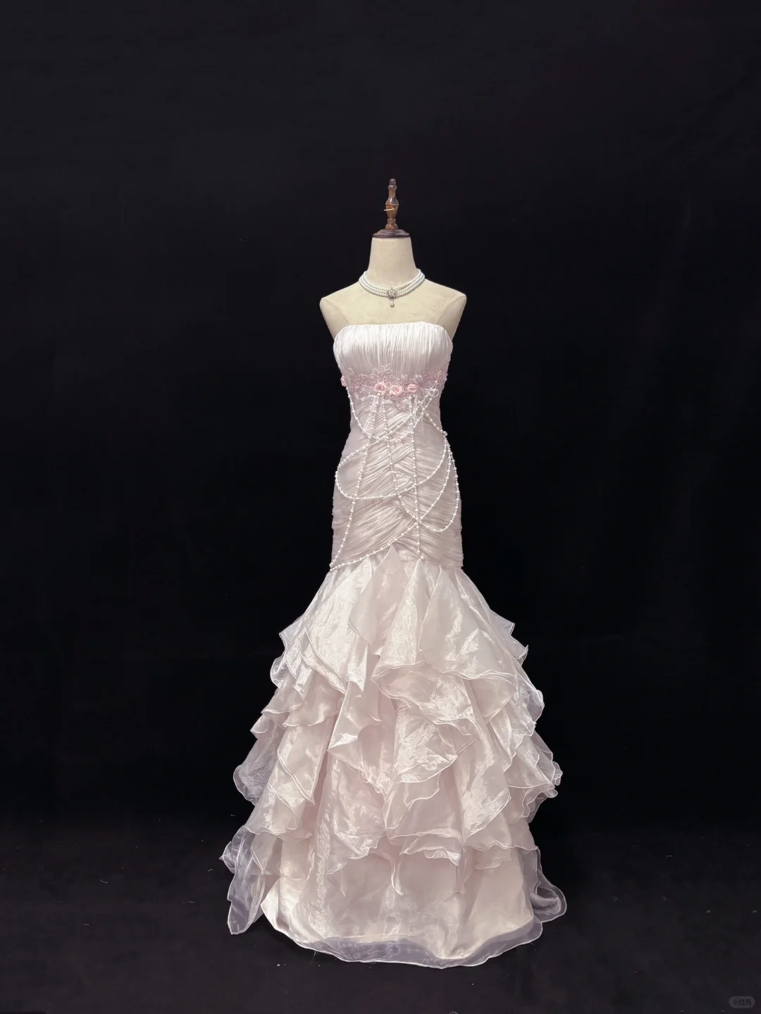 Light Pink Strapless Mermaid Chiffon Vintage Party Dresses Birthday Outfits, D1148