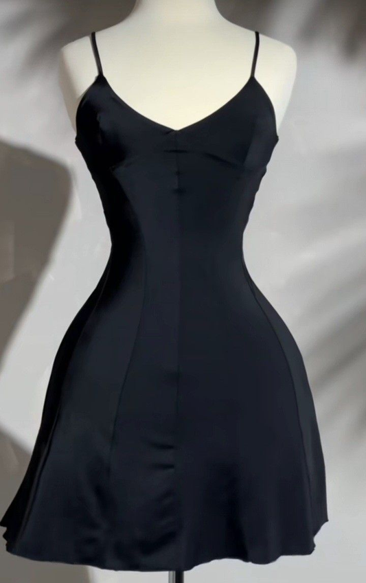 Robe de soirée courte en satin à bretelles raisin, coupe trapèze, robe de bal, D1321