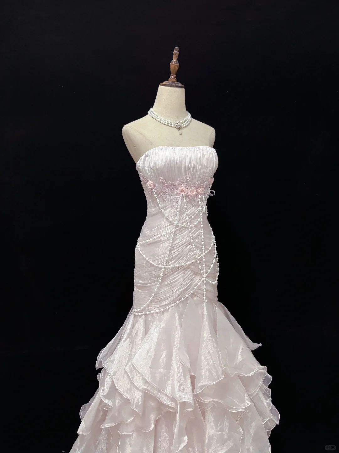 Light Pink Strapless Mermaid Chiffon Vintage Party Dresses Birthday Outfits, D1148