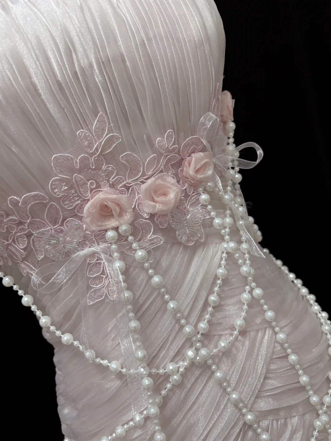 Light Pink Strapless Mermaid Chiffon Vintage Party Dresses Birthday Outfits, D1148