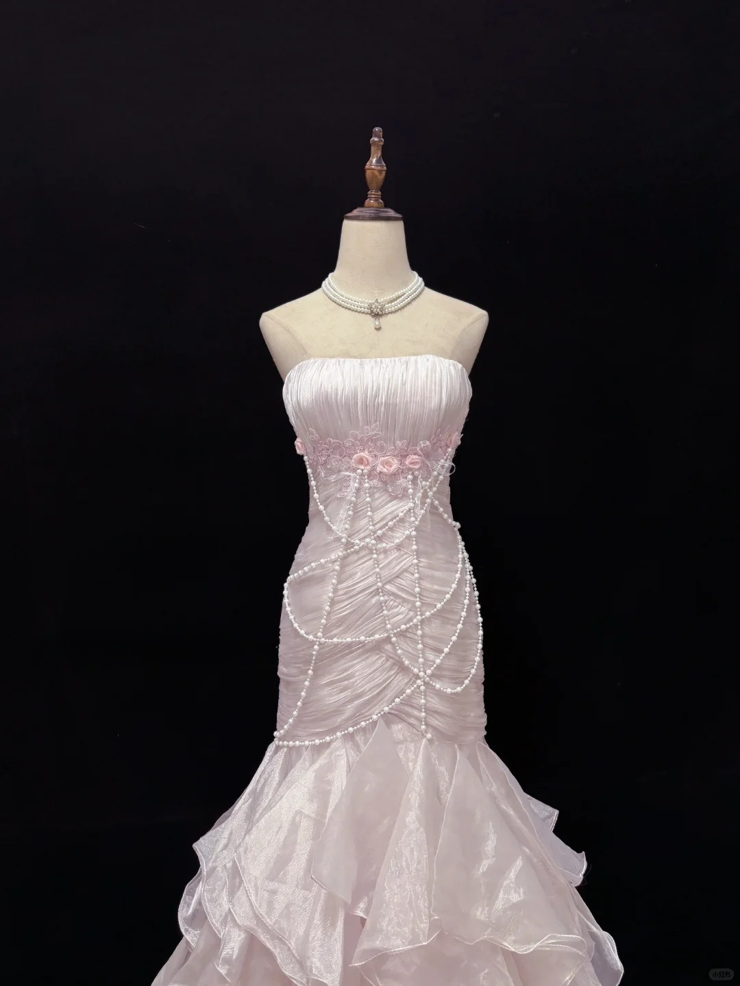 Light Pink Strapless Mermaid Chiffon Vintage Party Dresses Birthday Outfits, D1148