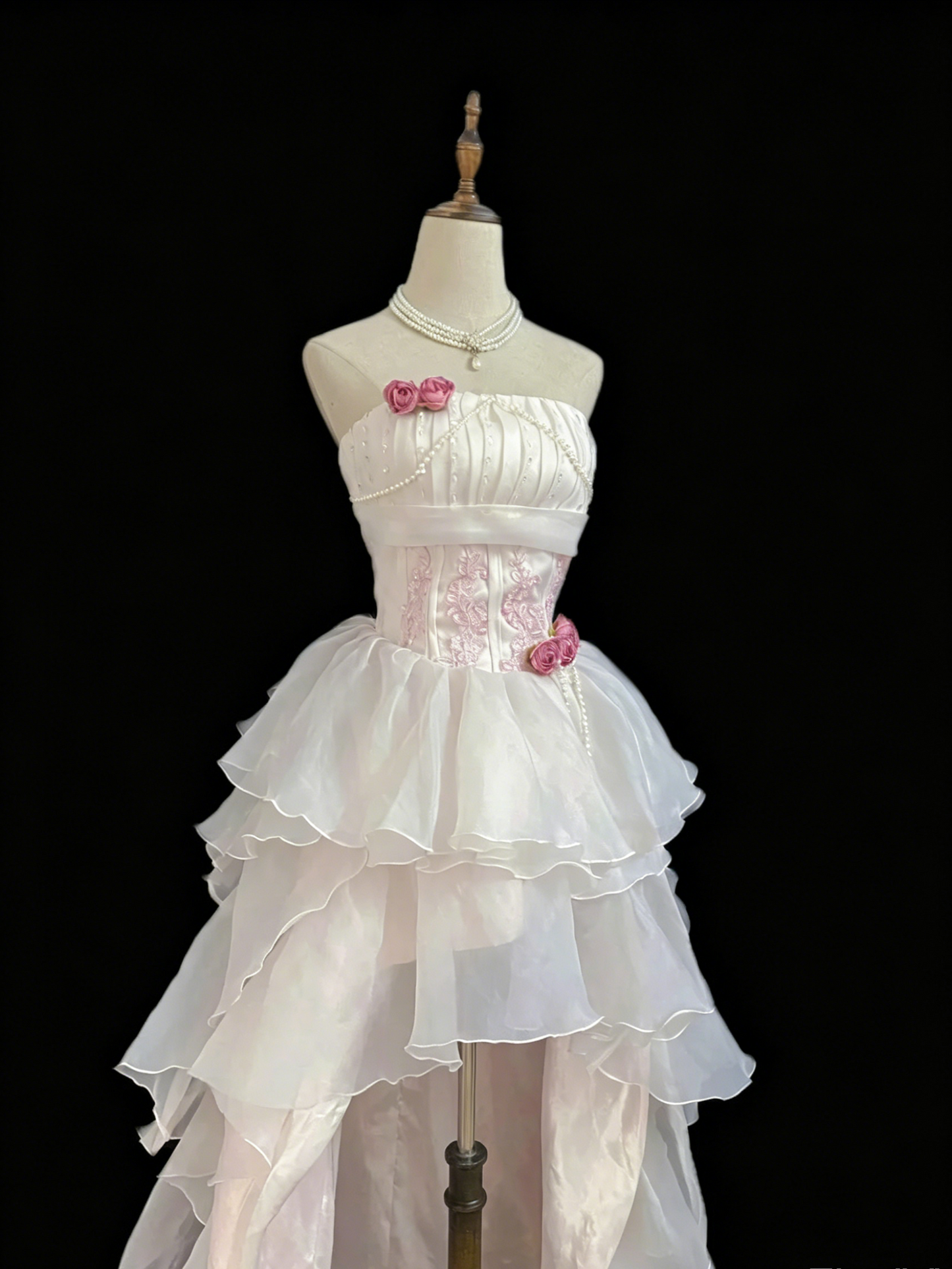 Chic Homecoming Dress Strapless Tulle Cascade Hi-Lo Prom Dress Back to School Outfits Party Dress D6140