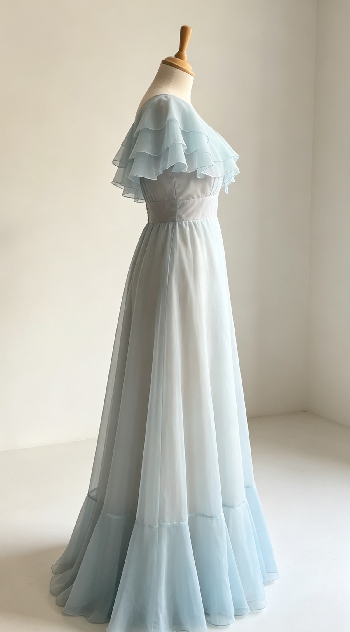 Anmutiges hellblaues A-Linie Chiffon langes Partykleid süßes Geburtstagskleid, D247