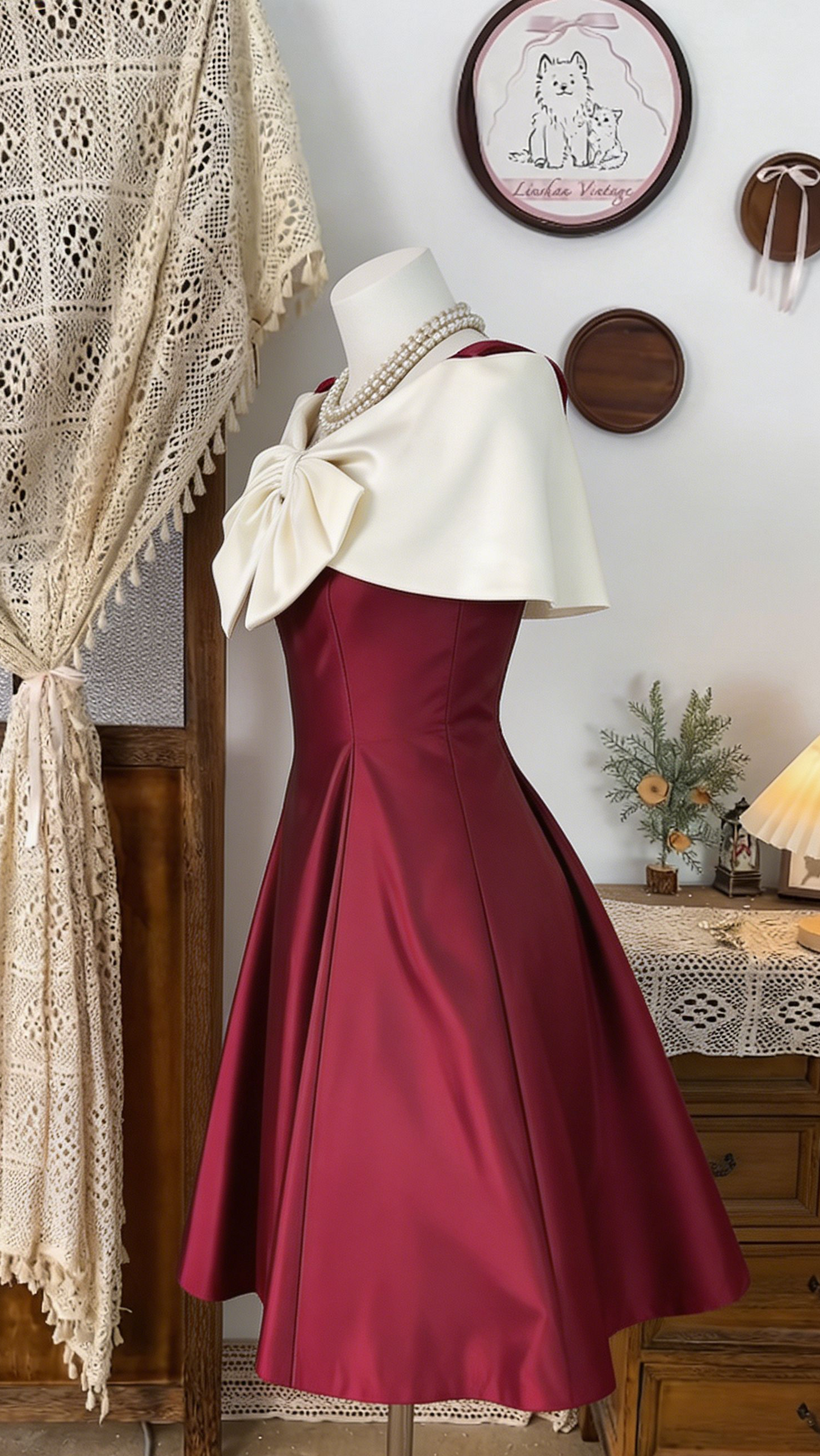 Beauty Homecoming Dress Portrait Bowknot Back to School Outfits Party Dress D6538