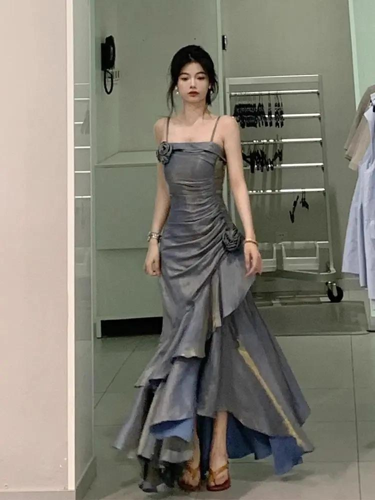 Burgunderrotes Etuikleid aus Satin mit Trägern, langes Partykleid, Geburtstagsoutfit, D214