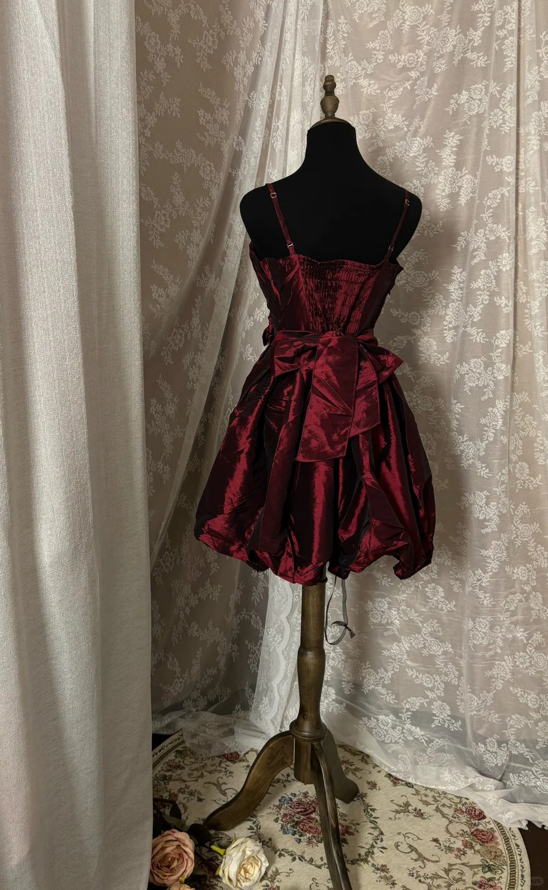 Simple Homecoming Dress Spaghetti Straps Fold Bowknot Prom Dress Back to School Outfits Party Dress D6147