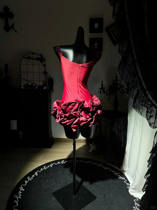 New Homecoming Dress V Neck Pleated Cascade Back to School Outfits Party Dress D7579