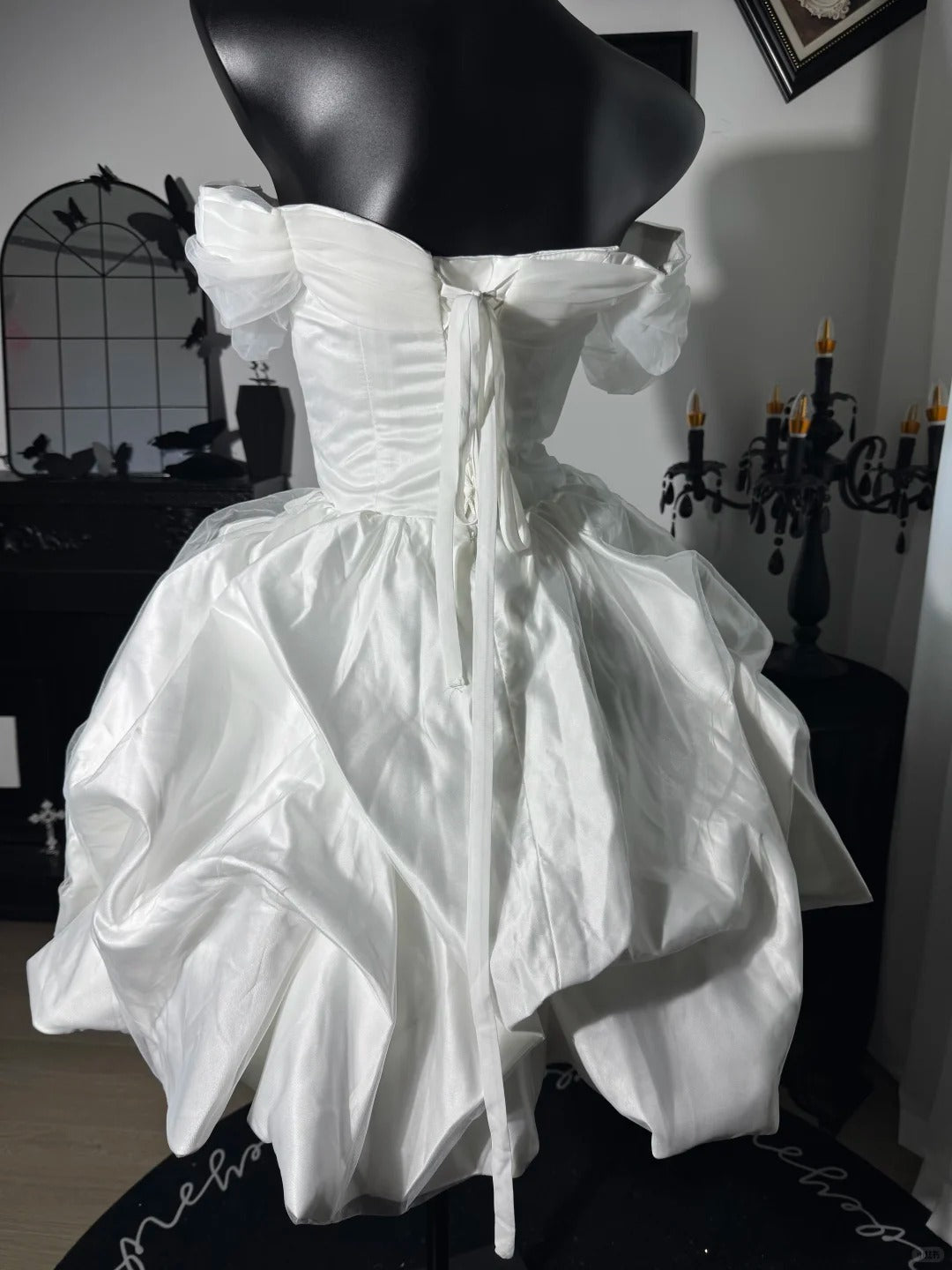 New Homecoming Dress Off the Shoulder Pleated Back to School Outfits Party Dress Birthday Dress Wedding Dress D7645