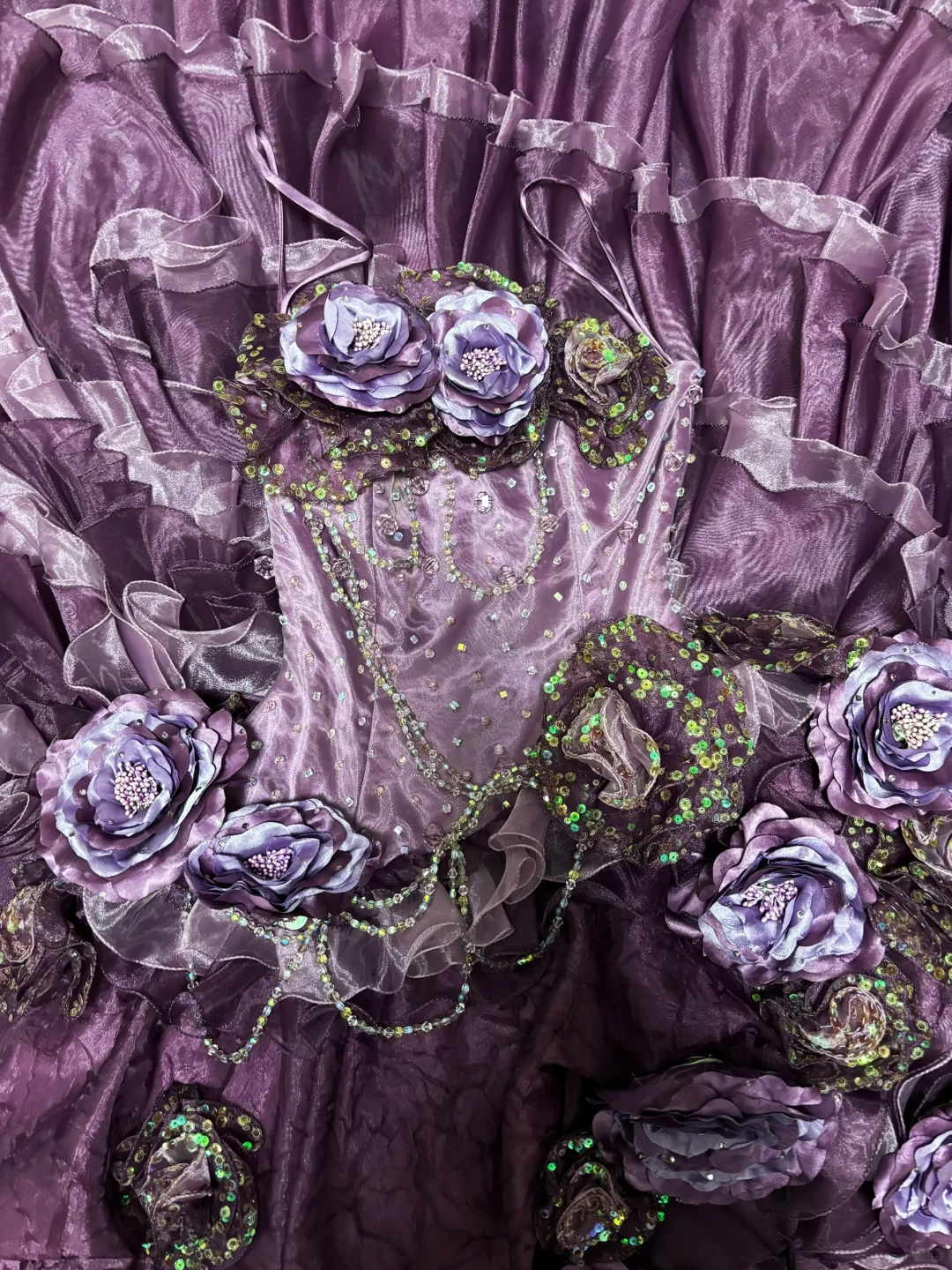 Gorgeous Purple StraplessA-Line Floral Quinceanera Dress Birthday Ball Gown, D841
