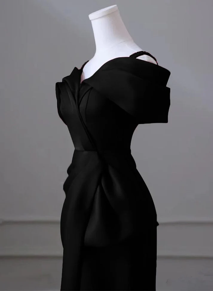 Black Off Shoulder Straps Mermaid Long Prom Dress Evening Gown MD7243