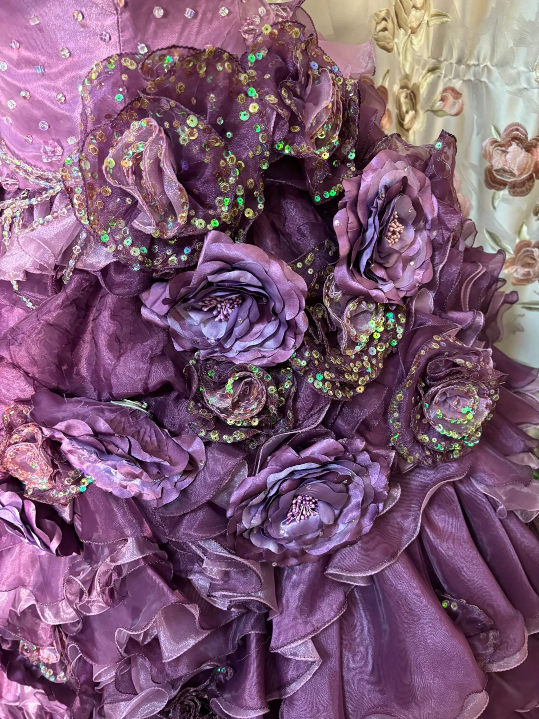 Gorgeous Purple StraplessA-Line Floral Quinceanera Dress Birthday Ball Gown, D841