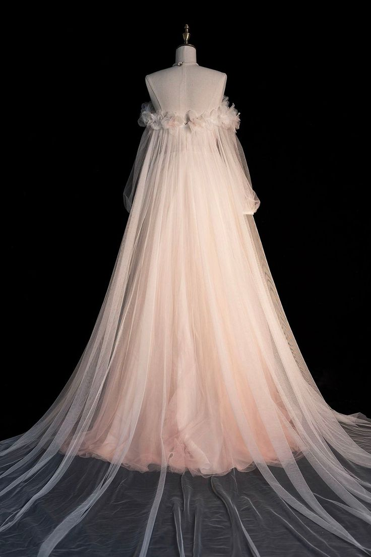 Light Pink Off Shoulder A-Line Tulle Long Formal Prom Dress Birthday Dress MD7526