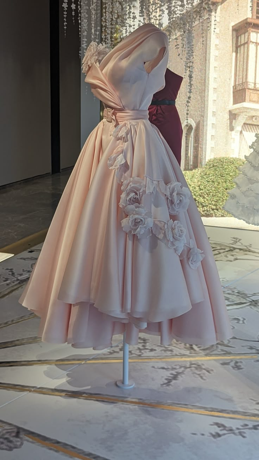 Elegantes rosa ärmelloses A-Linie Satin langes formelles Partykleid Geburtstagsoutfits, D1214