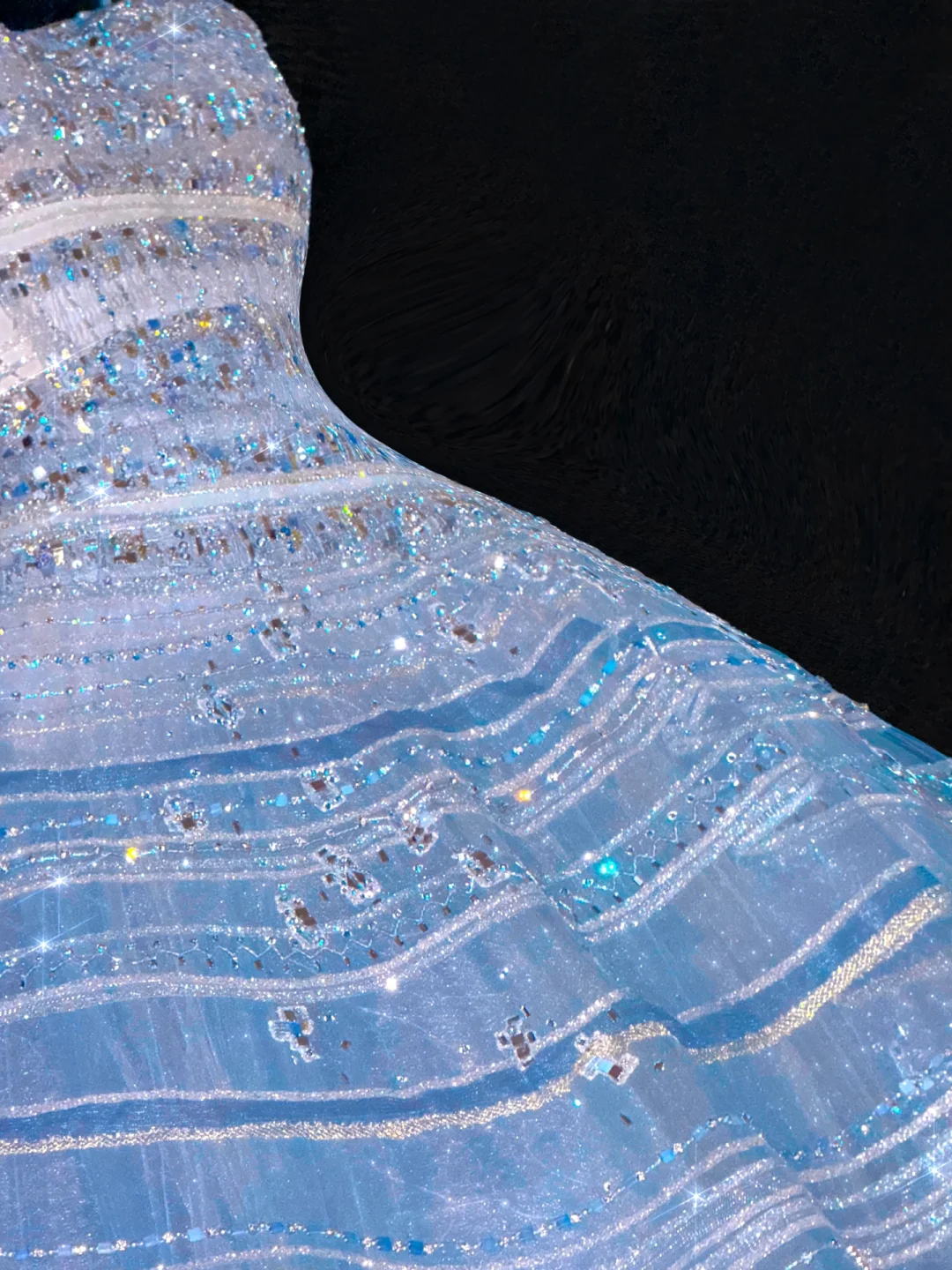 Vintage Sparkling Blue Sequin Sweetheart A-Line Design Tulle Evening Dress Prom Dresses D1635