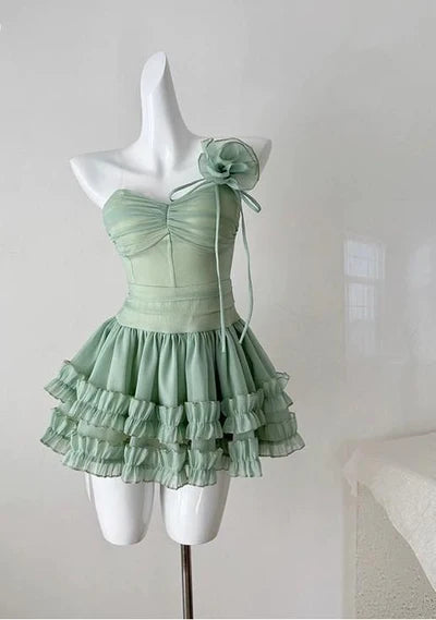 Stunning Homecoming Dress Sweetheart Flower Tulle Casacde A-Line Back to School Outfits Party Dress D7921