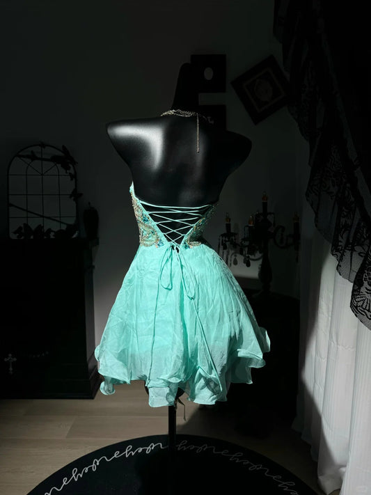 New Homecoming Dress Sweetheart Rinestone Back to School Outfits Party Dress D7578