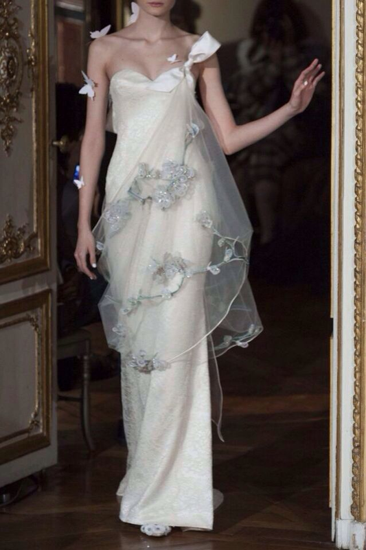 Märchenhaftes One-Shoulder-Meerjungfrau-Brautkleid, elegantes Brautkleid, D952