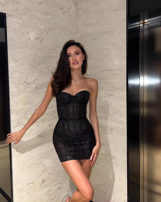 Robe de soirée fourreau en satin style rétro, bustier, décolleté en cœur, à lacets, D1437