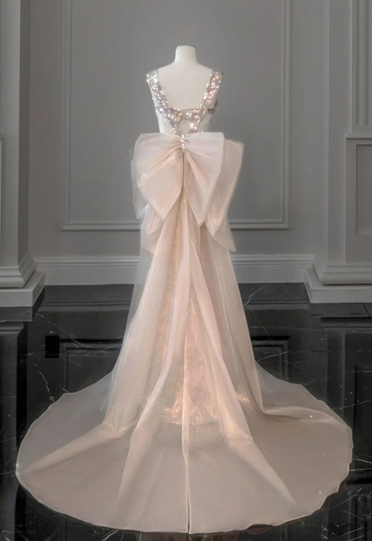 Robe de bal sirène longue à paillettes rose brillant, robe d'anniversaire MD7422