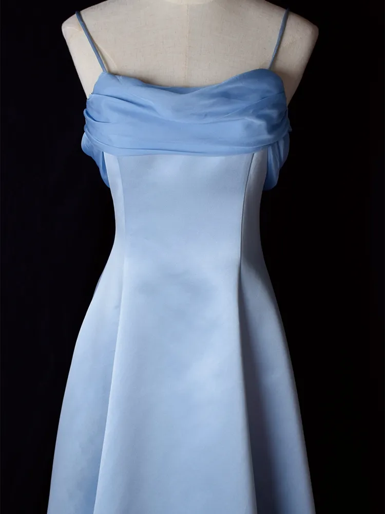 Robe de soirée longue lilas à bretelles spaghetti, coupe trapèze, style vintage, MD7568