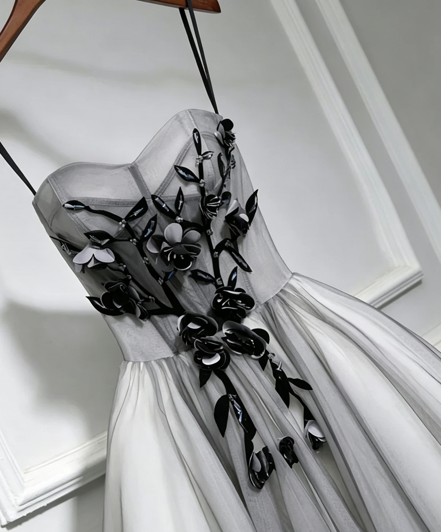 Unique Homecoming Dress Sweetheart Spaghetti Strap Flower Tulle Back to School Outfits Party Dress D7701