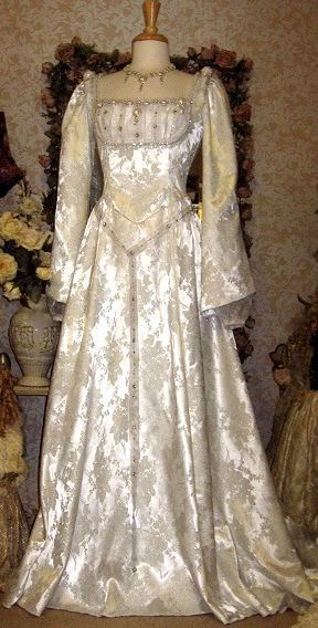 Elegant Long Sleeves White A-Line Satin Vintage Wedding Dress Bridal Dress, D956