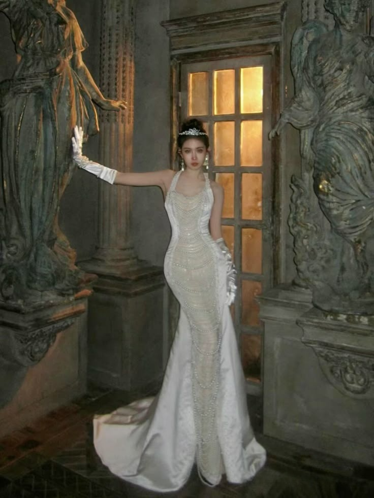 Gorgeous Off Shoulder Mermaid Pearls Chic Wedding Dresses Birthday Outfits, D1189