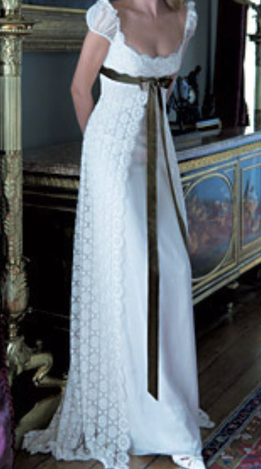 Retro Weiß A-Linie Spitze Satin Langes formelles Partykleid Hochzeitskleid Brautkleid, D920