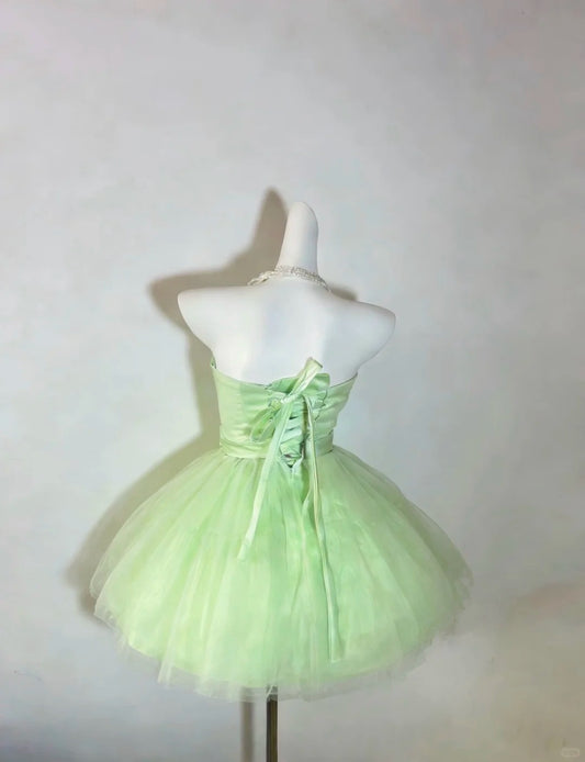 Simple Homecoming Dress Strapless Tulle Bowknot Prom Dress Back to School Outfits Party Dress D6135