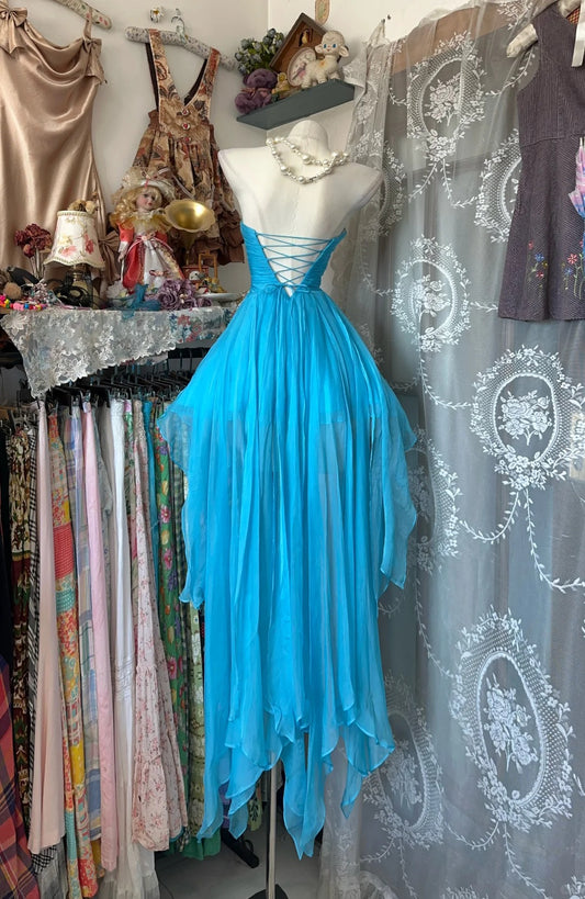 Charming Homecoming Dress Sweetheart Hi-Lo Rinestone Pleated Prom Dress Back to School Outfits Party Dress D6190