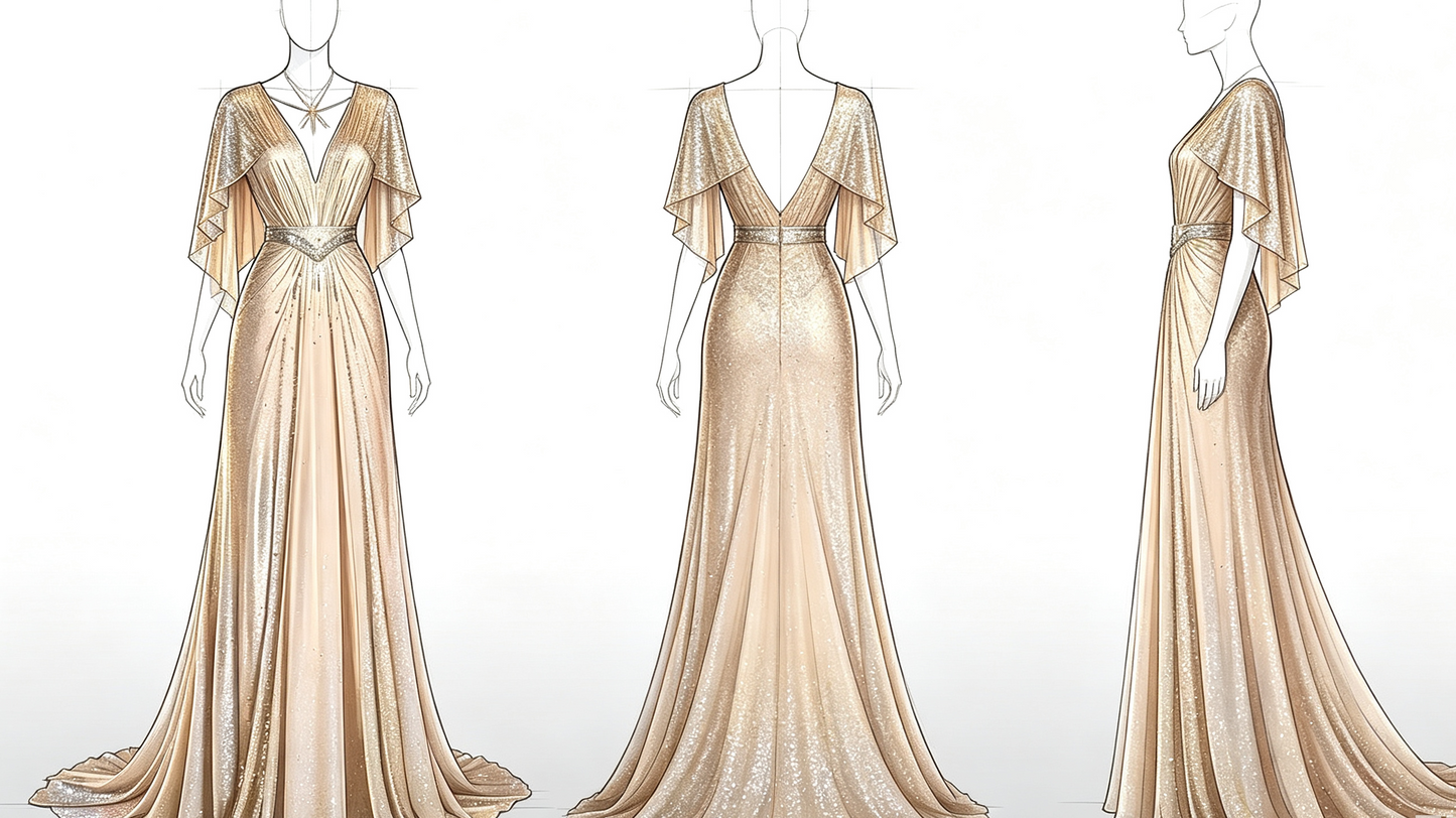 Champagne Gold A-Line Beading Elegant Long Formal Prom Dress Evening Gown, D830