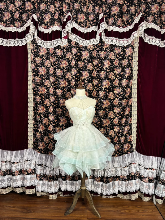 Robe de soirée vintage en mousseline de soie, décolleté en cœur, perles appliquées, sans bretelles, coupe trapèze, élégante, à volants, robe de bal, D1617