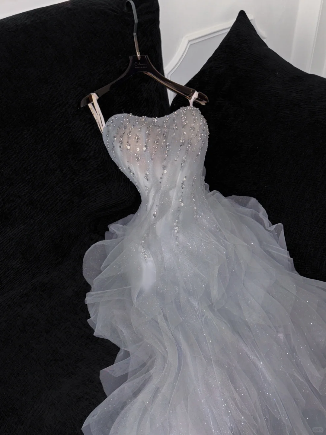 Fashion Sparkling White Beaded Sequin Mermaid Elegant Tulle Evening Dress Prom Dresses D1633