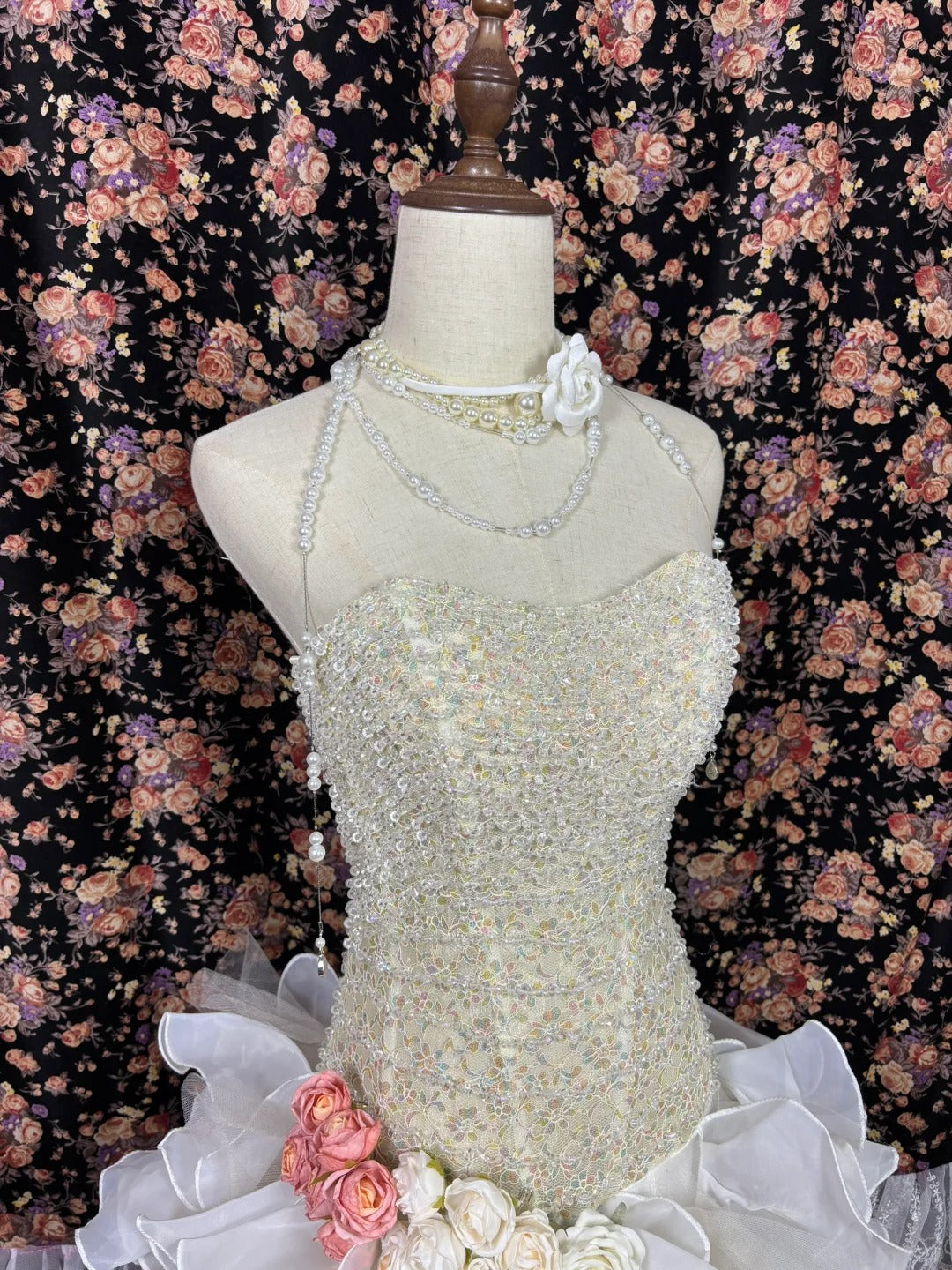 Retro Sweetheart Strapless Appliqued 3D Flower A-Line Tulle Quinceanera Dresses Evening Ball Gowns, D1335