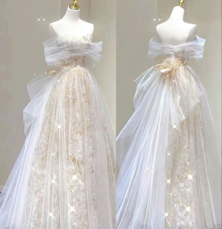 Jolie robe de soirée longue en tulle et dentelle, coupe trapèze, décolleté en cœur, MD7444