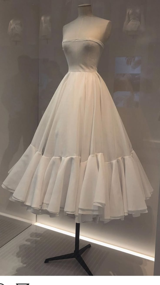 Elegante weiße trägerlose A-Linie lange Partykleider leichte Brautkleider, D1193