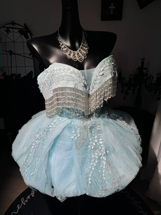 New Homecoming Dress Sweetheart Tull Bead Sequins Pearl Tassel Back to School Outfits Party Dress Birthday Dress D7642