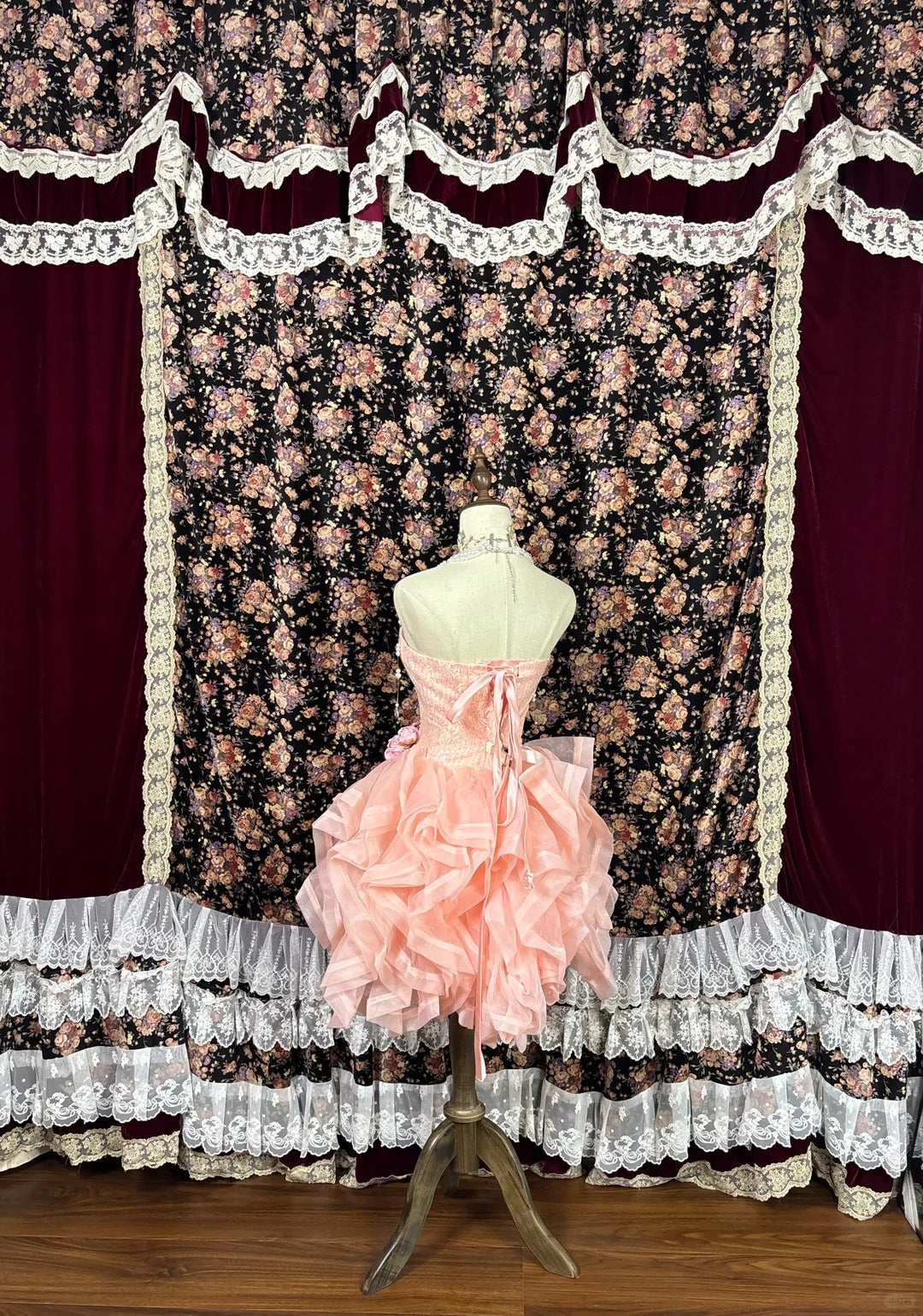 New Homecoming Dress Strapless Lace Cascade Flower Prom Dress Back to School Outfits Party Dress D6129