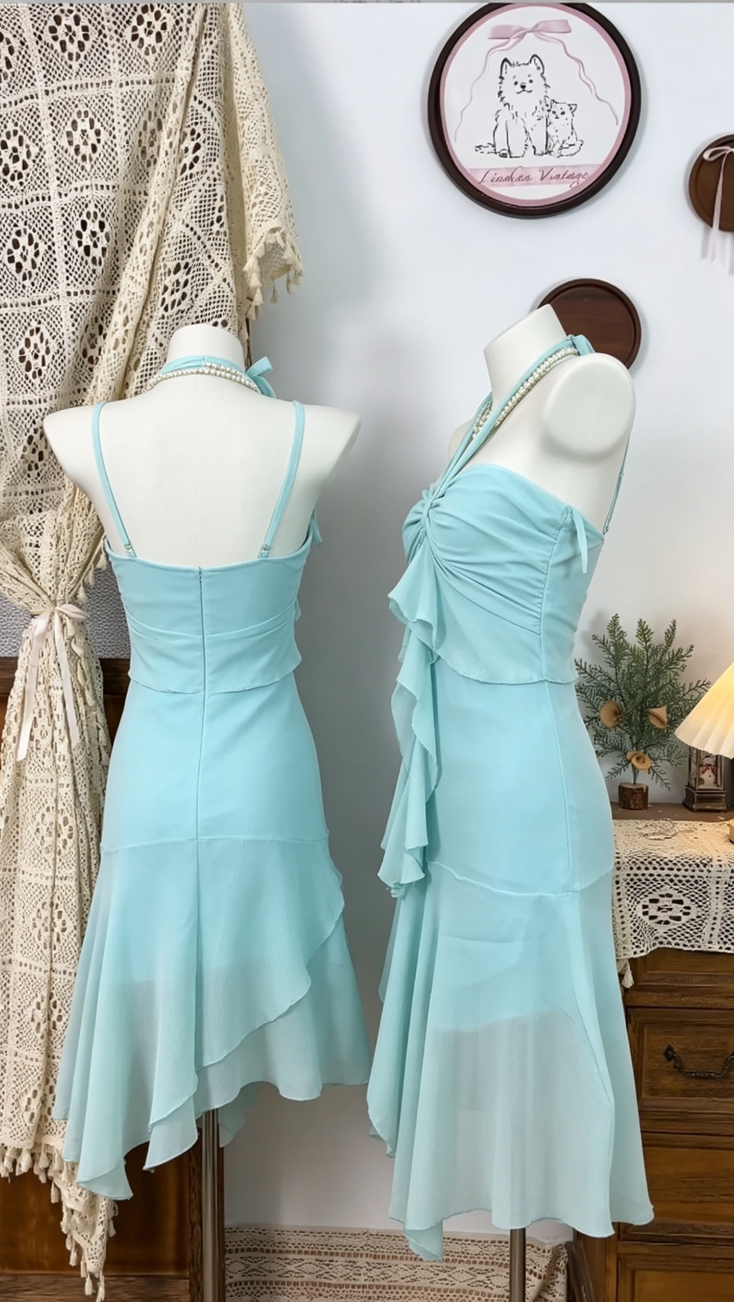 Beauty Homecoming Dress Halter Pleated Back to School Outfits Party Dress D6501