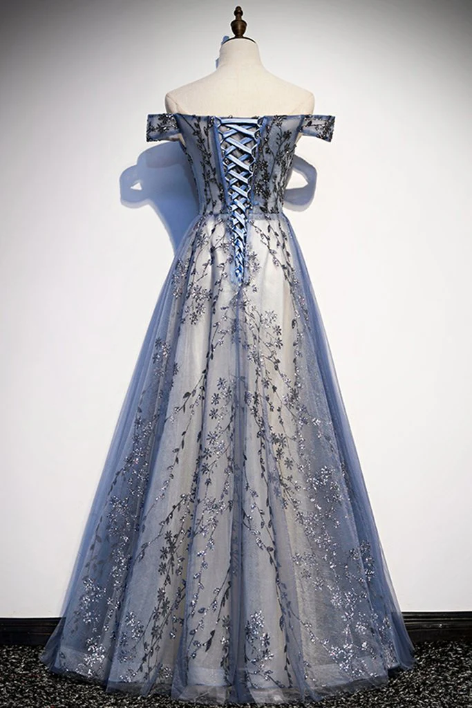 Elegantes schulterfreies A-Linien-Partykleid aus Tüll MD7185
