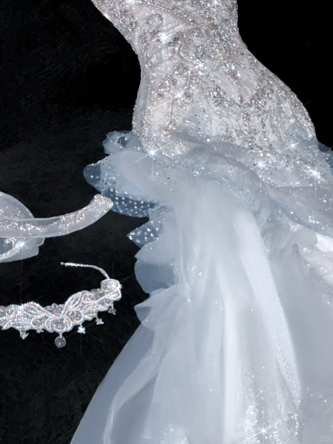 Elegant Sweetheart Lace Tulle Beaded Applique Design Gorgeous Mermaid Floor-length Wedding Dress D1638