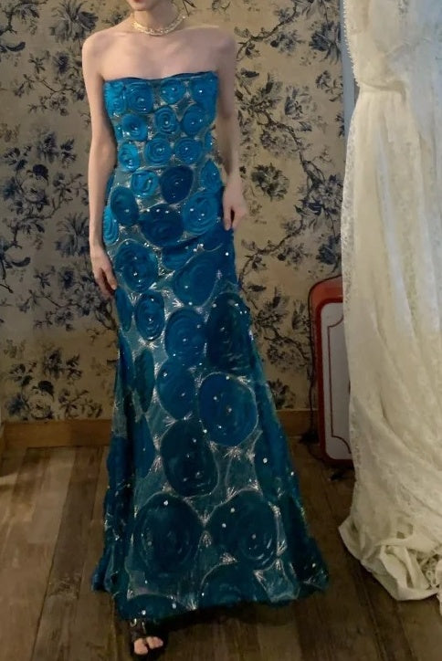 Glänzendes Ballkleid mit herzförmigem Pailletten-Meerjungfrauen-Abendkleid, Galakleid, Geburtstagspartykleid, D3415