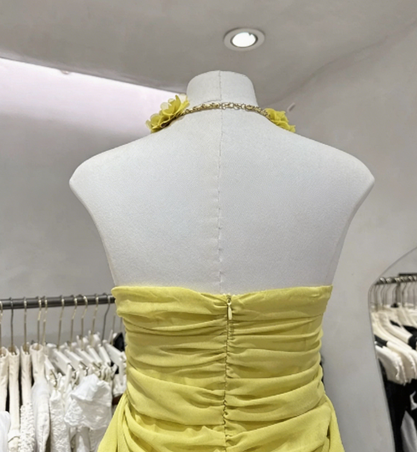 Pretty Homecoming Dress Halter Pleated Back to School Outfits Party Dress D6577