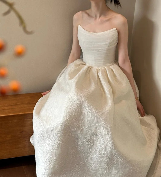 Beauty Wedding Dress Strapless Pleated Wedding Dress D4618